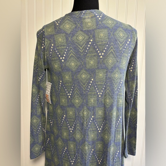 LuLaRoe Sarah Cardigan Duster Sweater Women’s Size XS Blue Green Cream - Picture 13 of 16